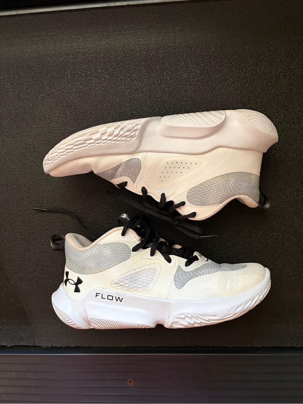 Under Armour White and Black Flow Running Shoes